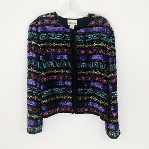 Vintage Sequin Beaded Silk Embellished Jacket